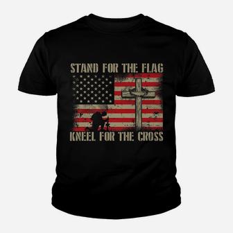 Stand For The Flag Kneel For The Cross Veteran Youth T-shirt | Crazezy