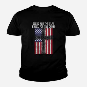 Stand For The Flag Kneel For The Cross Youth T-shirt | Crazezy