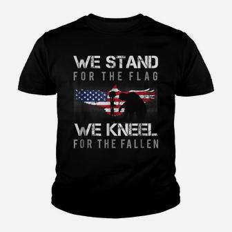 Stand For The Flag, Kneel For The Fallen Military Veterans Youth T-shirt | Crazezy