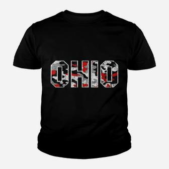 State Of Ohio Ohioan Trendy Distressed Camo Graphic Designs Youth T-shirt | Crazezy CA