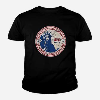 Statue Of Liberty Patriotic Gift Nation Of Imigrants Youth T-shirt | Crazezy DE