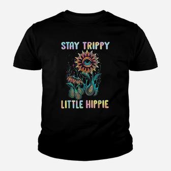 Stay Trippy Little Hippie Flower Eye Youth T-shirt | Crazezy