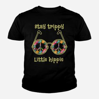 Stay Trippy Little Hippie Glasses Camping And Flower 60S 70S Youth T-shirt | Crazezy DE