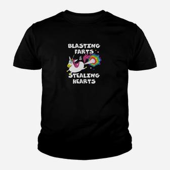 Stealing Hearts And Blasting Farts Valentines Day Unicorn Youth T-shirt - Monsterry