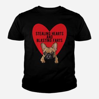Stealing Hearts Blasting Farts Valentine's Day Frenchie Dog Youth T-shirt - Monsterry UK