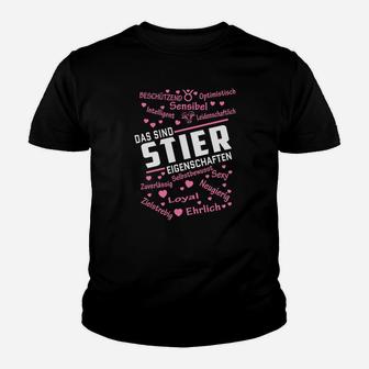 Stier Sternzeichen Kinder Tshirt, Eigenschaften & Symbol in Schwarz - Seseable