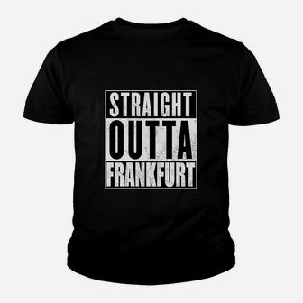 Straight Outta Frankfurt Schwarzes Kinder Tshirt, Urbaner Schriftzug-Print - Seseable