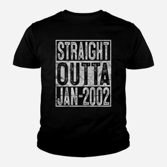 Straight Outta January 2002 18Th Birthday Gift 18 Year Old Youth T-shirt | Crazezy UK