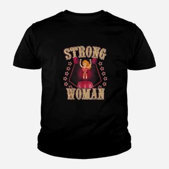 Strong Women Vintage Retro Circus Carnival Birthday Party Youth T-shirt | Crazezy