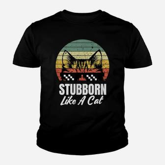 Stubborn Like A Cat Funny Peek A Boo Kitten Lovers Vintage Youth T-shirt | Crazezy DE