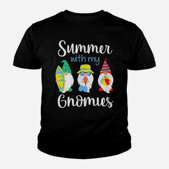 Summer With My Gnomies Cute Colorful Gnome Graphic Youth T-shirt | Crazezy