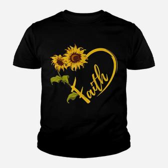 Sunflower Heart Christian Faith Graphics Design Flower Gift Youth T-shirt | Crazezy