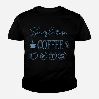 Sunshine, Coffee & Cats Cute For Cat Lovers Youth T-shirt | Crazezy AU