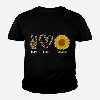 Sunshine Yellow Flower Hippie Florist Peace Love Sunflower Youth T-shirt | Crazezy