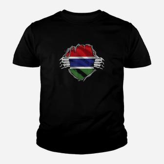 Super Gambian Heritage Gambia Roots Flag Gift Youth T-shirt | Crazezy