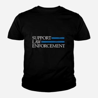 Support Law Enforcement Blue Police Youth T-shirt | Crazezy CA