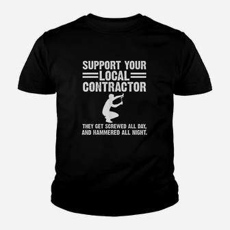 Support Your Local Contractor Funny Handyman Youth T-shirt | Crazezy