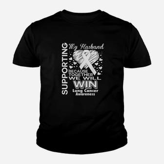 Supporting My Husband Lung Awareness Youth T-shirt | Crazezy DE