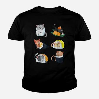 Sushi Cat Lover Nigiri Hand Roll Cute Gift Tee Youth T-shirt | Crazezy