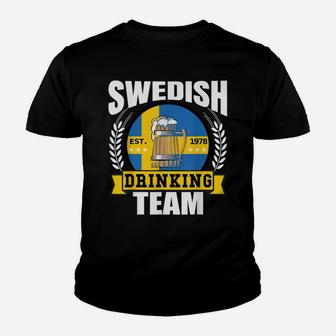 Swedish Drinking Team Funny Sweden Flag Beer Party Gift Idea Youth T-shirt | Crazezy AU