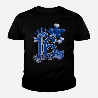 Sweet Sixteen Blue 16 Year Birthday Youth T-shirt | Crazezy AU