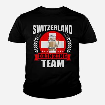 Switzerland Drinking Team Funny Swiss Flag Beer Party Gift Youth T-shirt | Crazezy