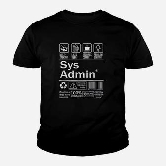 System Administrator Product Label Youth T-shirt | Crazezy