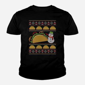 Taco Ugly Christmas Taco Lover Holiday Snowman Xmas Gift Sweatshirt Youth T-shirt | Crazezy UK