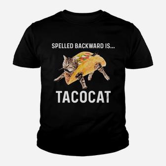 Tacocat Spelled Backward Is Tacocat - Love Cat And Taco Youth T-shirt | Crazezy UK