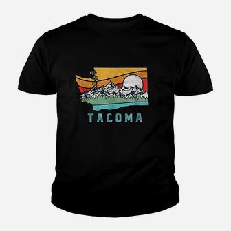 Tacoma Washington Outdoors Retro Mountains Youth T-shirt | Crazezy CA