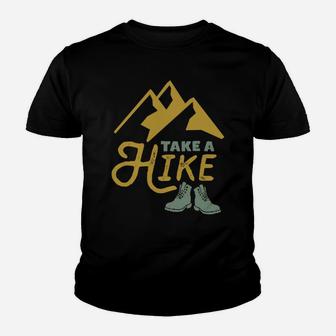 Take A Hike Funny Hiking Pun Vintage Outdoor Camping Hiker Youth T-shirt | Crazezy CA