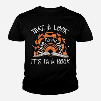 Take A Look It's In A Book Boho Rainbow Funny Reader Youth T-shirt | Crazezy