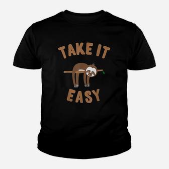 Take It Easy Funny Sloth Youth T-shirt | Crazezy