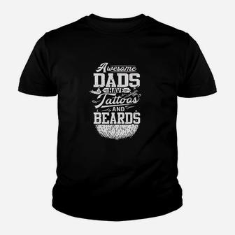 Tattoos And Beards Bearded Inked Dad Bearded Dad Youth T-shirt | Crazezy DE