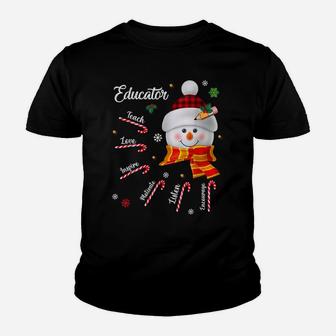 Teach Love Inspire Educator Lover Snowman Christmas Xmas Youth T-shirt | Crazezy CA