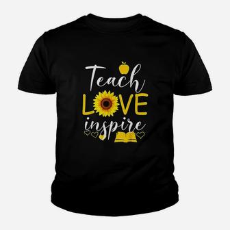 Teach Love Inspire Sunflower Youth T-shirt | Crazezy
