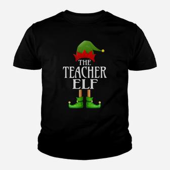 Teacher Elf Xmas Funny Family Matching Group Christmas Youth T-shirt | Crazezy UK