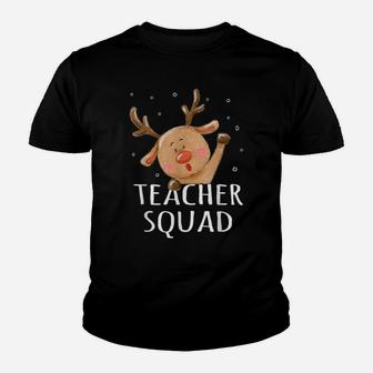 Teacher Squad Reindeer Funny Teacher Christmas Xmas Cute Youth T-shirt | Crazezy
