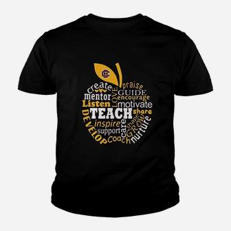 Teacher Teaching Quotes Inside Apple Youth T-shirt | Crazezy
