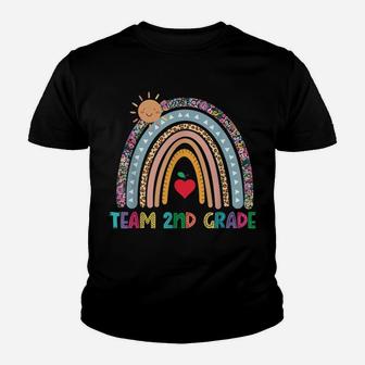 Team 2Nd Grade Leopard Flower Rainbow 2Nd Grade Teacher Youth T-shirt | Crazezy