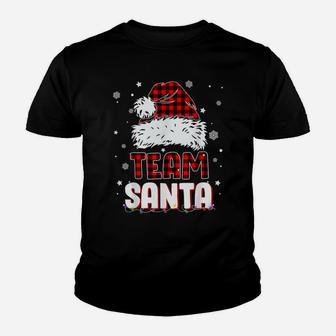 Team Santa Claus Hat Buffalo Plaid Christmas Matching Family Youth T-shirt | Crazezy CA