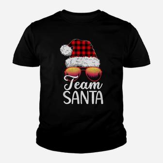 Team Santa Red Plaid Christmas Family Matching Pajama Youth T-shirt | Crazezy