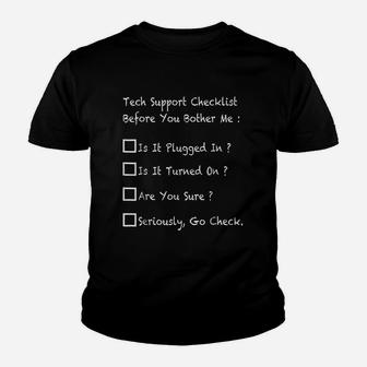 Tech Support Checklist Youth T-shirt | Crazezy