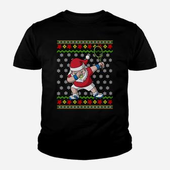 Tennis Santa Claus Ugly Christmas Sweater Pattern Youth T-shirt | Crazezy UK