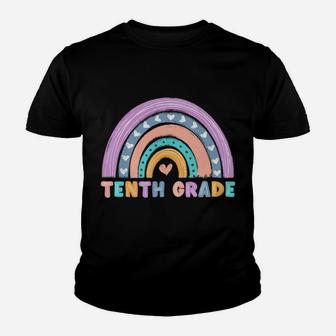 Tenth Grade Boho Rainbow Funny Hello 10Th Grade School Team Youth T-shirt | Crazezy