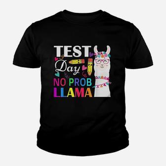 Test Day No Prob Llama Funny Teacher Testing Youth T-shirt | Crazezy UK