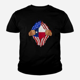 Texas Roots Inside State Flag Art Youth T-shirt | Crazezy AU