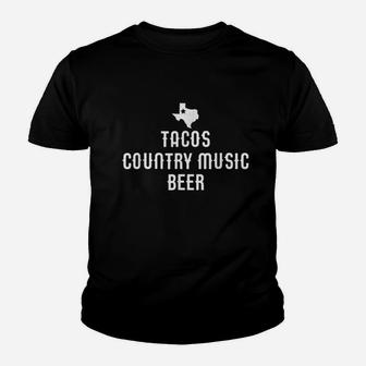 Texas Tacos Country Music Beer Youth T-shirt | Crazezy