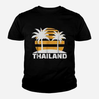Thailand With Palm Tree And Sunset Retro Youth T-shirt | Crazezy