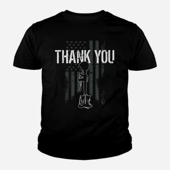 Thank You Military Veteran Distressed Us Flag Youth T-shirt | Crazezy AU